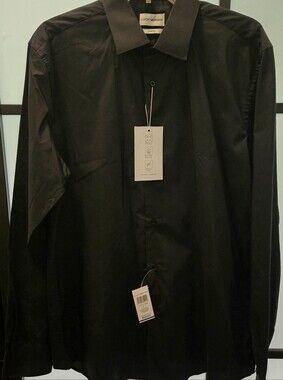 Lucky Brand Men's dress Shirt Size 16-16 1/2 34/35 Black, slim, stretch. NWT